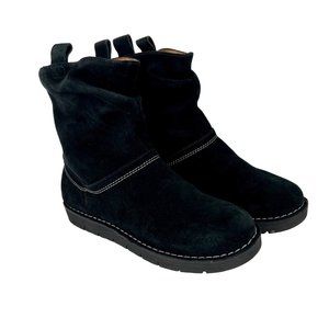 Clarks Unstructured Ashburn Womens Short Slouch Boot Black Suede size 6.5W Wide